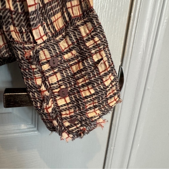 Free People FP One Plaid  Miles Tuxedo Shirt Tunic Flowy Women's Size Small READ - Picture 13 of 16